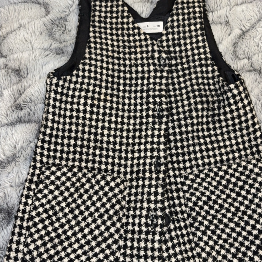 Zara Black & White Houndstooth Sleeveless Dress Vest
